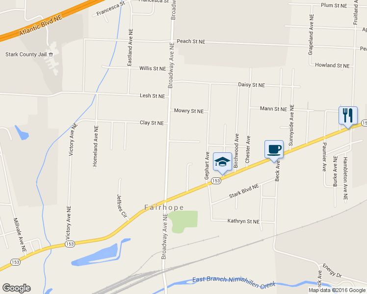 map of restaurants, bars, coffee shops, grocery stores, and more near 5574 Clover Street Northeast in Louisville