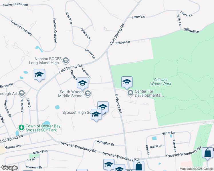 map of restaurants, bars, coffee shops, grocery stores, and more near 5 Chelsea Drive in Syosset
