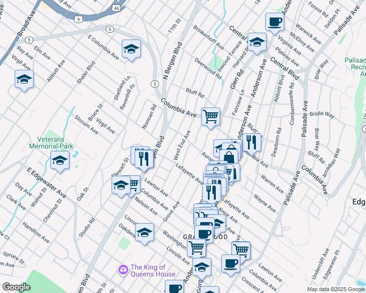 map of restaurants, bars, coffee shops, grocery stores, and more near 770 West End Avenue in Cliffside Park