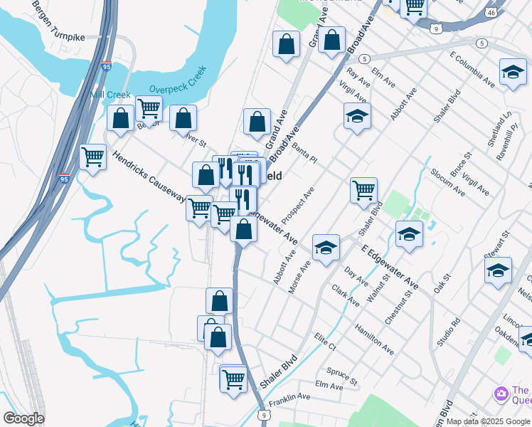 map of restaurants, bars, coffee shops, grocery stores, and more near 935 Edgewater Avenue in Ridgefield