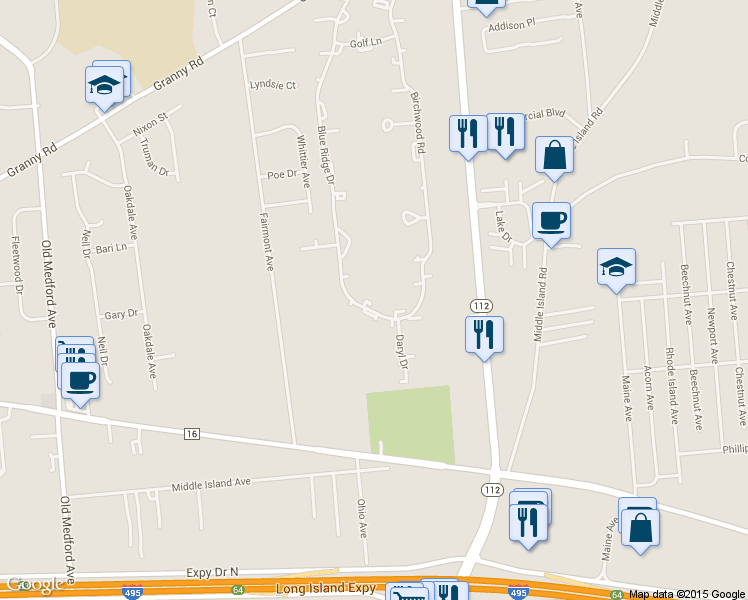map of restaurants, bars, coffee shops, grocery stores, and more near 568 Blue Ridge Drive in Medford
