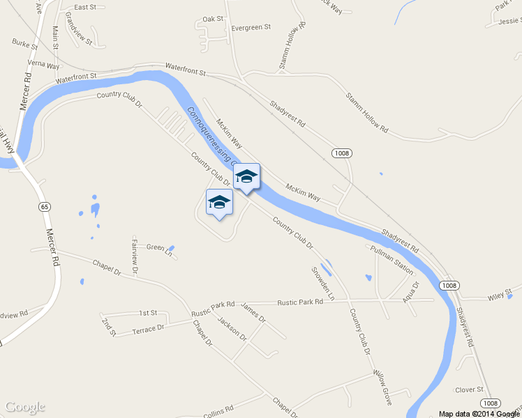 map of restaurants, bars, coffee shops, grocery stores, and more near 302 Country Club Dr in Ellwood City