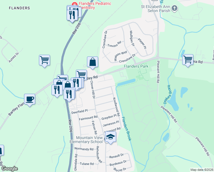 map of restaurants, bars, coffee shops, grocery stores, and more near 15 Allyson Road in Mount Olive