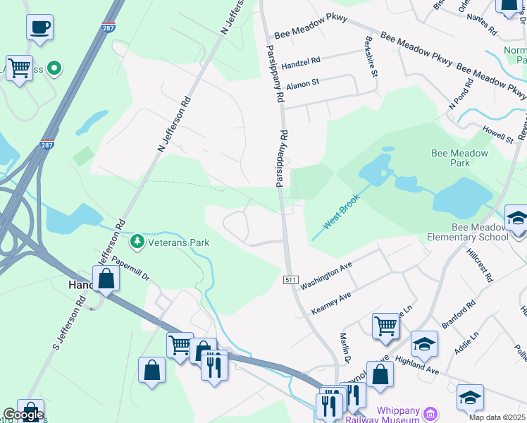 map of restaurants, bars, coffee shops, grocery stores, and more near 11 Woodland Avenue in Hanover