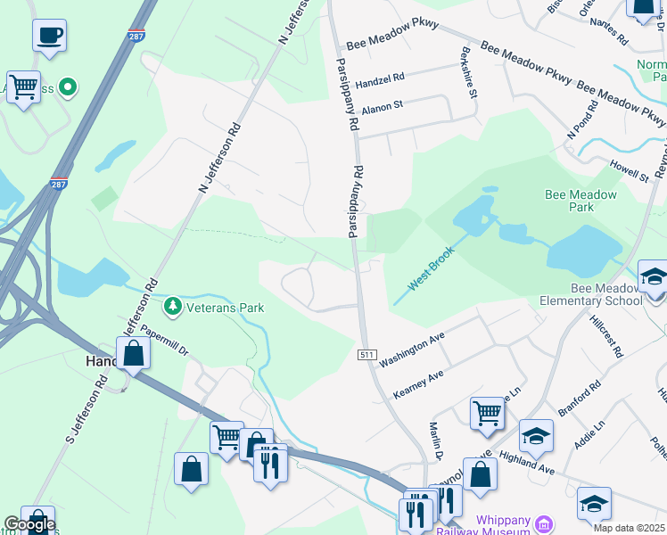 map of restaurants, bars, coffee shops, grocery stores, and more near 11 Woodland Avenue in Hanover