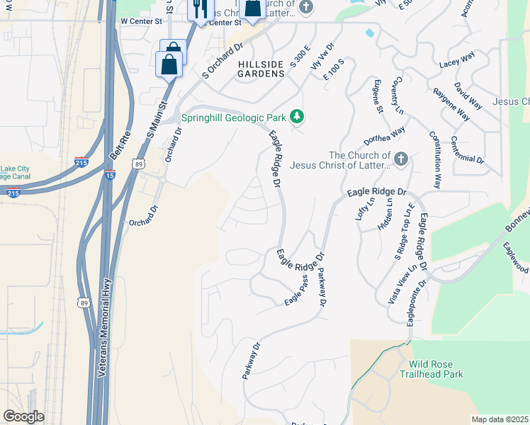 map of restaurants, bars, coffee shops, grocery stores, and more near 242 Ridgeline Way in North Salt Lake