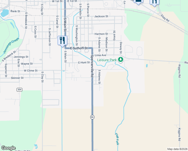 map of restaurants, bars, coffee shops, grocery stores, and more near 814 Spencerville Road in Delphos