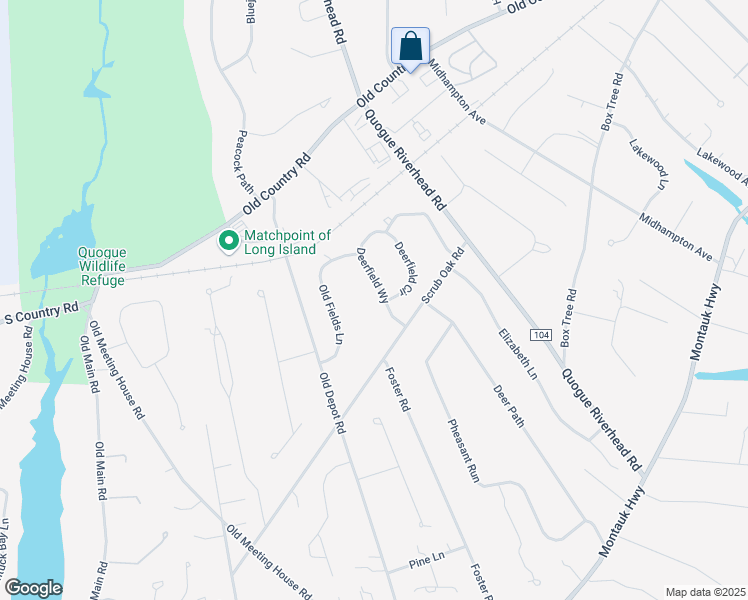 map of restaurants, bars, coffee shops, grocery stores, and more near 9 Deerfield Way in Quogue