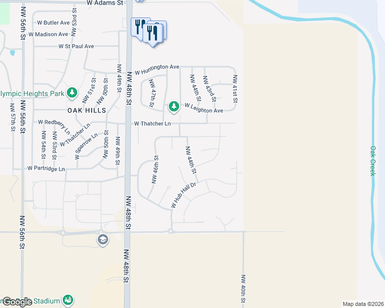 map of restaurants, bars, coffee shops, grocery stores, and more near 4259 West Hancock Court in Lincoln