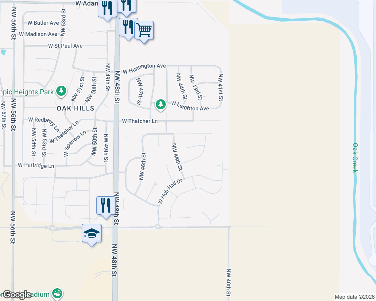 map of restaurants, bars, coffee shops, grocery stores, and more near 4259 West Hancock Court in Lincoln