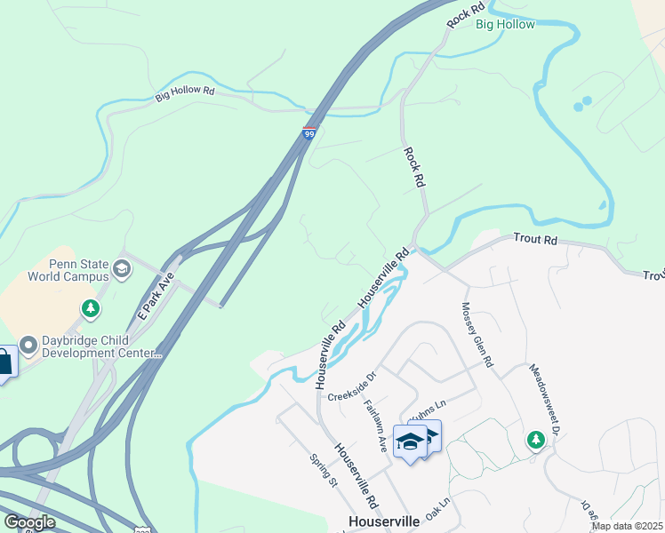 map of restaurants, bars, coffee shops, grocery stores, and more near 127 Watson Road in State College
