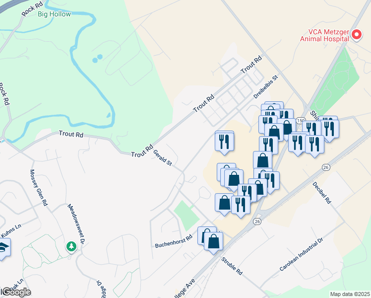 map of restaurants, bars, coffee shops, grocery stores, and more near 1335 Dreibelbis Street in State College