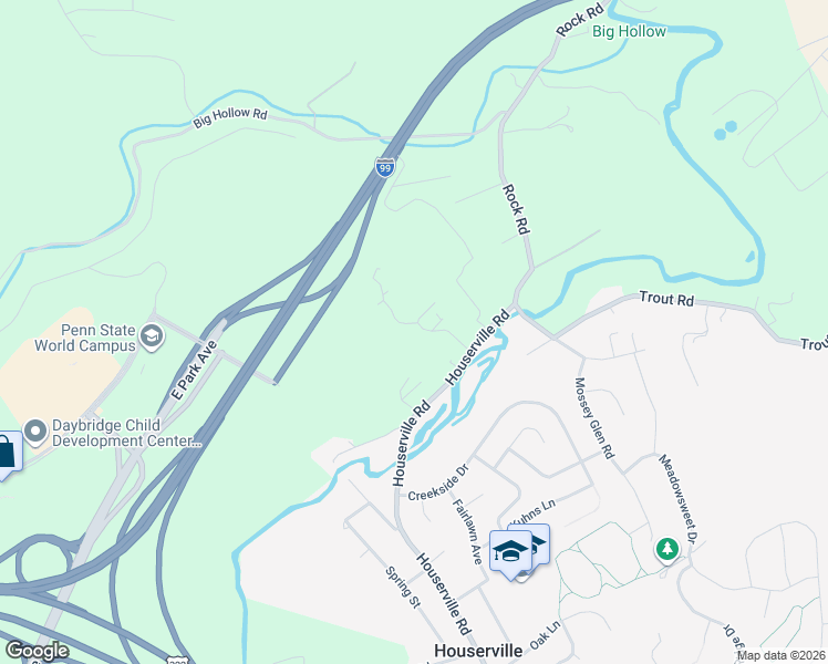 map of restaurants, bars, coffee shops, grocery stores, and more near 127 Watson Road in State College