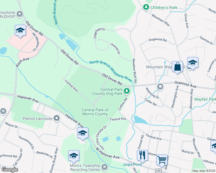 map of restaurants, bars, coffee shops, grocery stores, and more near 25 Ruth Davis Drive in Morris Plains