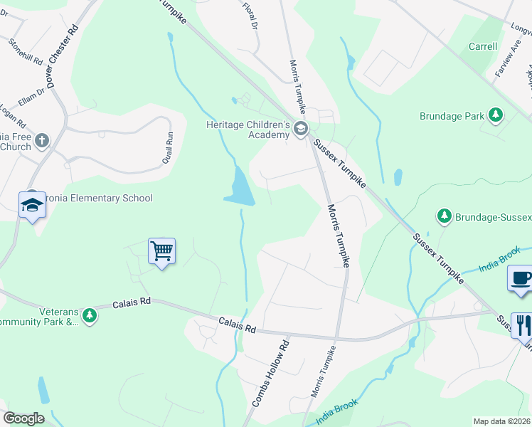 map of restaurants, bars, coffee shops, grocery stores, and more near 15 Lake Cherokee Drive in Randolph