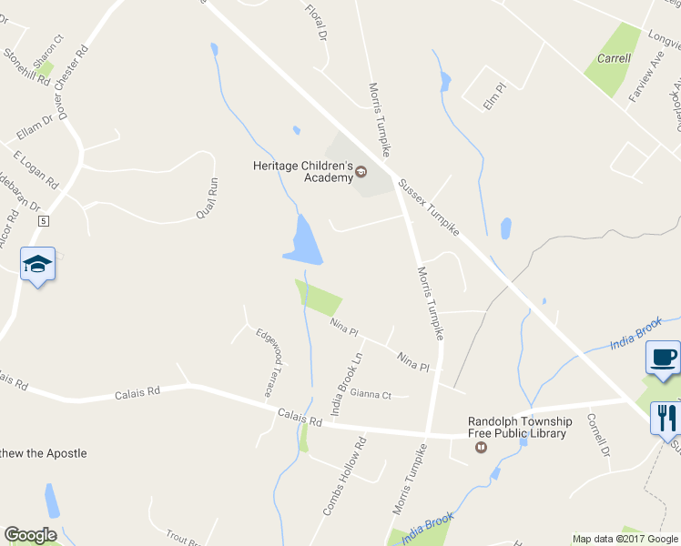 map of restaurants, bars, coffee shops, grocery stores, and more near 15 Lake Cherokee Drive in Randolph