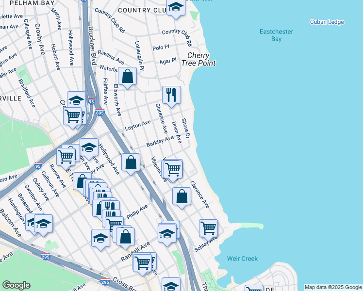 map of restaurants, bars, coffee shops, grocery stores, and more near 844 Dean Avenue in Bronx