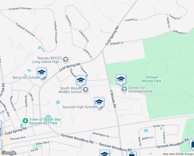 map of restaurants, bars, coffee shops, grocery stores, and more near 7 Salem Court in Syosset