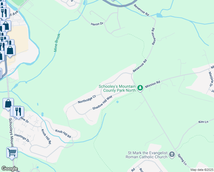 map of restaurants, bars, coffee shops, grocery stores, and more near 19 Setting Sun in Hackettstown