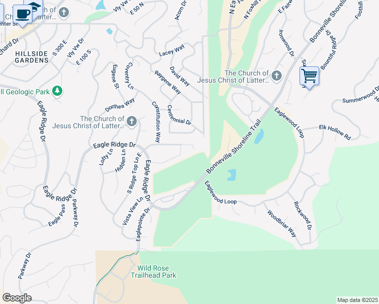 map of restaurants, bars, coffee shops, grocery stores, and more near 790 Ridge Top Circle in North Salt Lake
