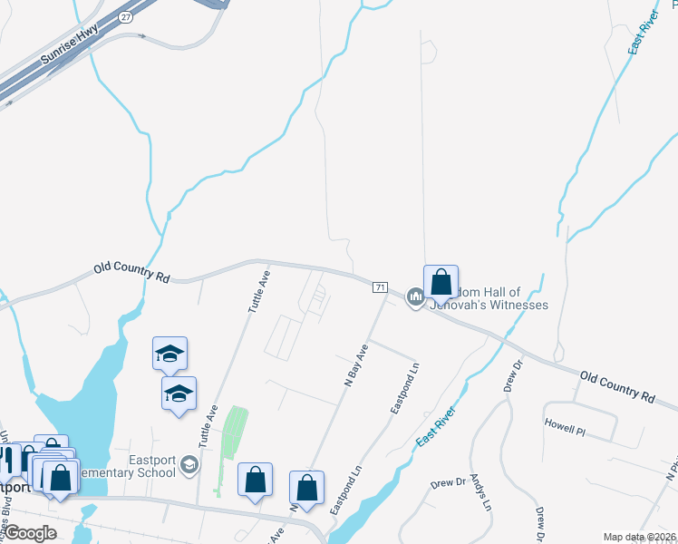 map of restaurants, bars, coffee shops, grocery stores, and more near 246 County Road 71 in Eastport