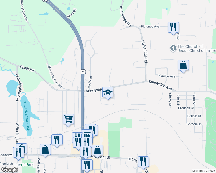map of restaurants, bars, coffee shops, grocery stores, and more near 3001 Sunnyside Avenue in Burlington