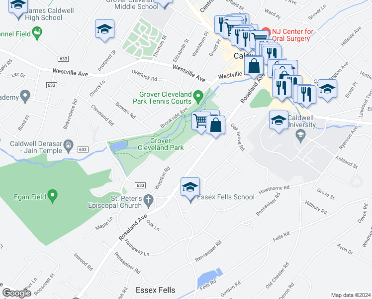 map of restaurants, bars, coffee shops, grocery stores, and more near 18 Manheim Rd in Essex Fells