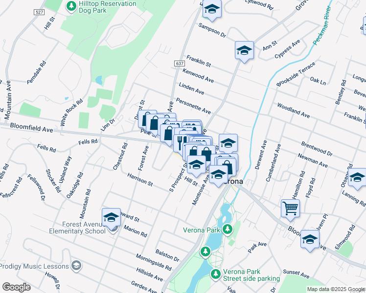 map of restaurants, bars, coffee shops, grocery stores, and more near 29 Rockland Terrace in Verona