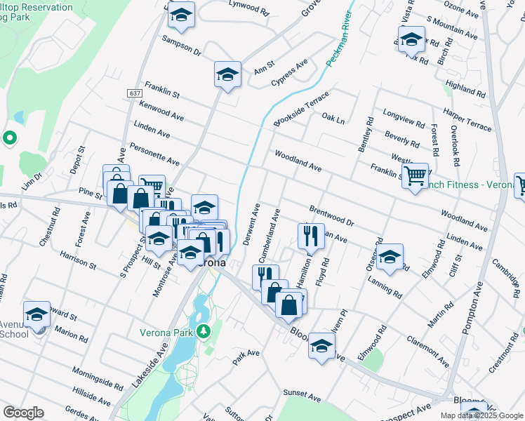 map of restaurants, bars, coffee shops, grocery stores, and more near 90 Cumberland Avenue in Verona