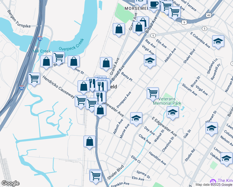 map of restaurants, bars, coffee shops, grocery stores, and more near 560 Hillside Street in Ridgefield