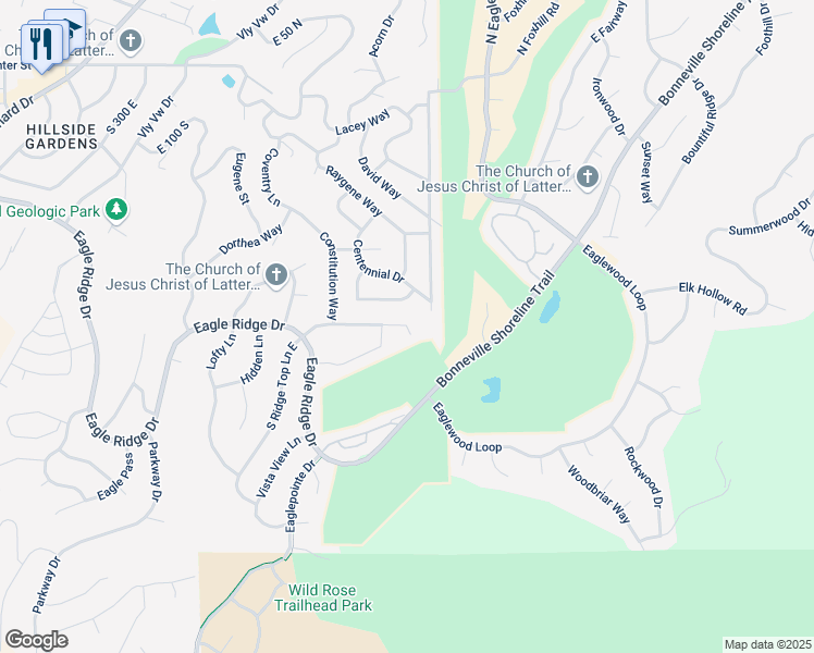 map of restaurants, bars, coffee shops, grocery stores, and more near 790 Ridge Top Circle in North Salt Lake