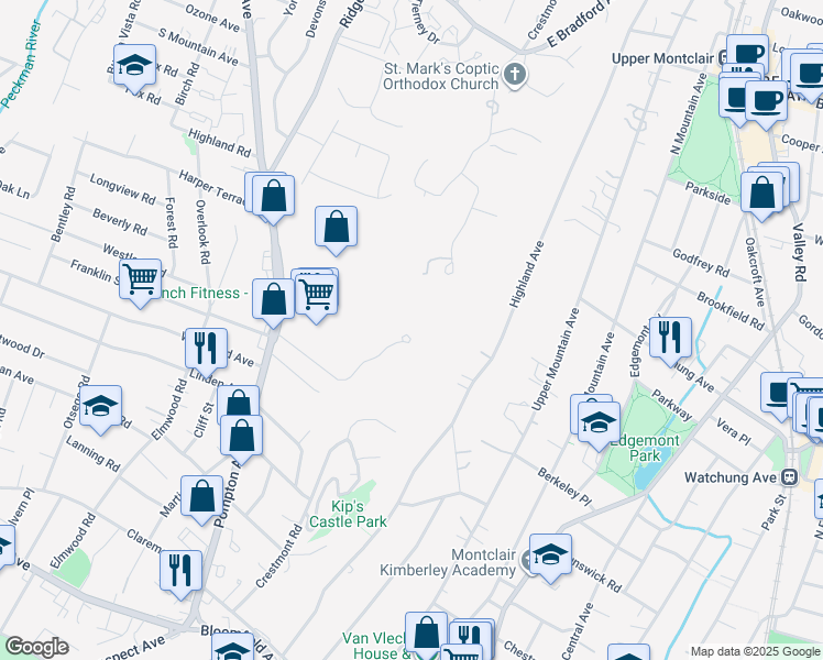 map of restaurants, bars, coffee shops, grocery stores, and more near 2 Claridge Drive in Verona