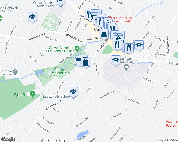 map of restaurants, bars, coffee shops, grocery stores, and more near 11 Chestnut Street in Caldwell