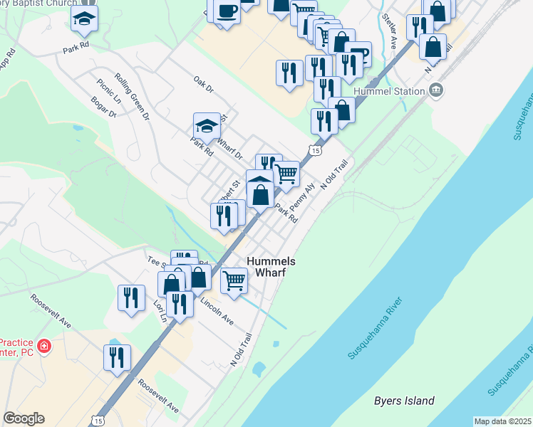 map of restaurants, bars, coffee shops, grocery stores, and more near 1884 North Susquehanna Trail in Selinsgrove