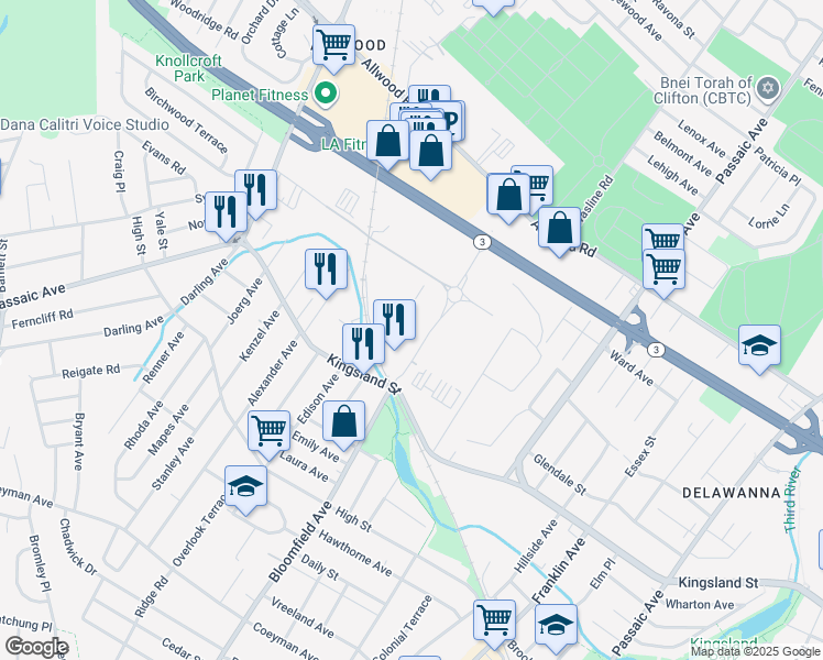 map of restaurants, bars, coffee shops, grocery stores, and more near 200 Metro Boulevard in Nutley