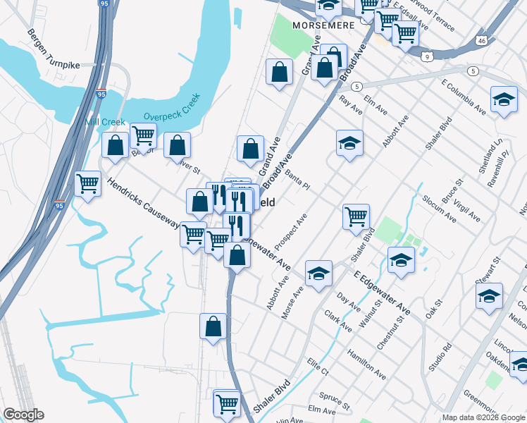 map of restaurants, bars, coffee shops, grocery stores, and more near in Ridgefield