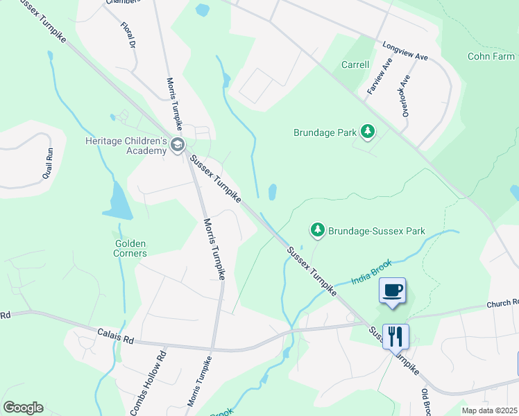 map of restaurants, bars, coffee shops, grocery stores, and more near 1325 Sussex Turnpike in Randolph