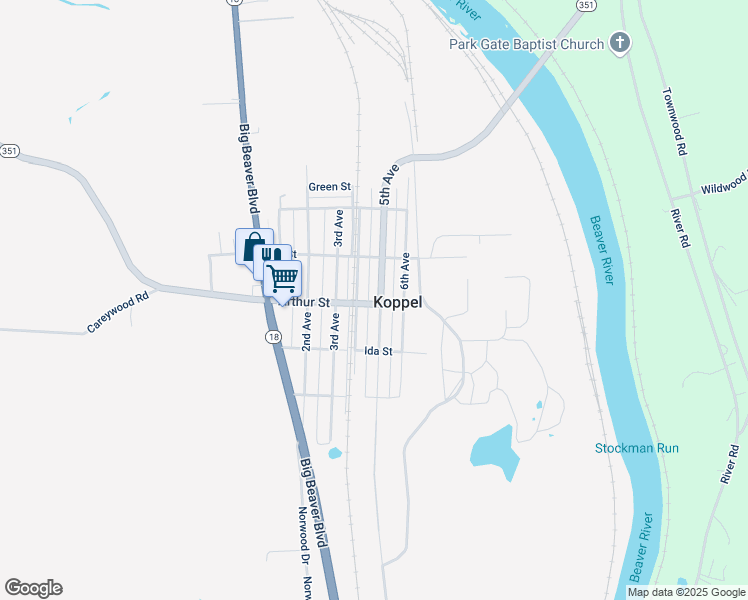 map of restaurants, bars, coffee shops, grocery stores, and more near 5430 5th Avenue in Koppel
