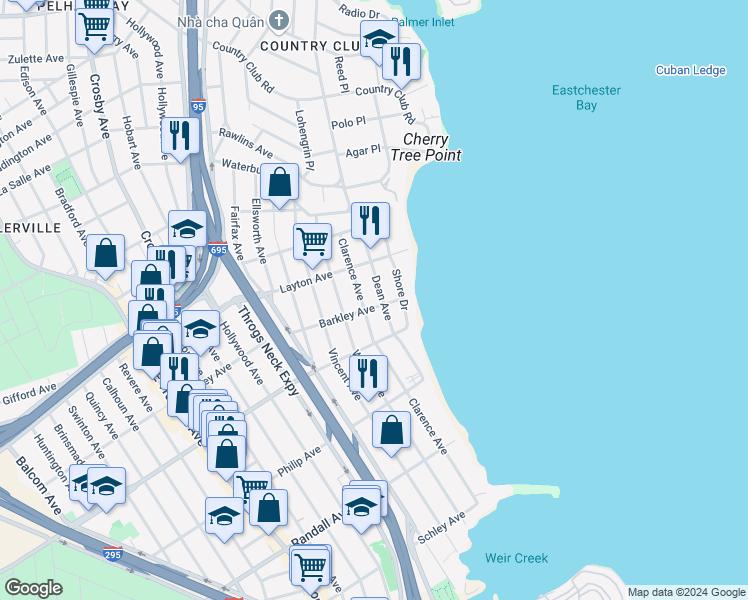 map of restaurants, bars, coffee shops, grocery stores, and more near 3267B Barkley Avenue in Bronx