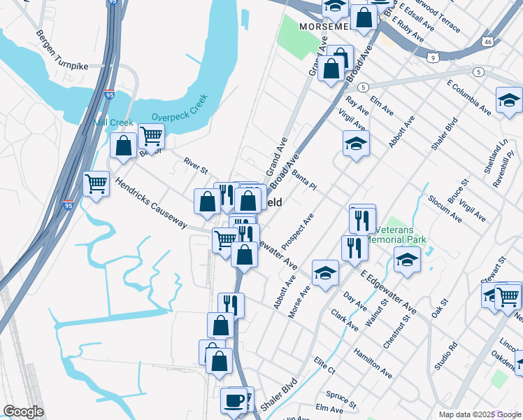 map of restaurants, bars, coffee shops, grocery stores, and more near in Ridgefield