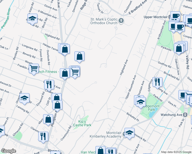 map of restaurants, bars, coffee shops, grocery stores, and more near 2 Claridge Drive in Verona