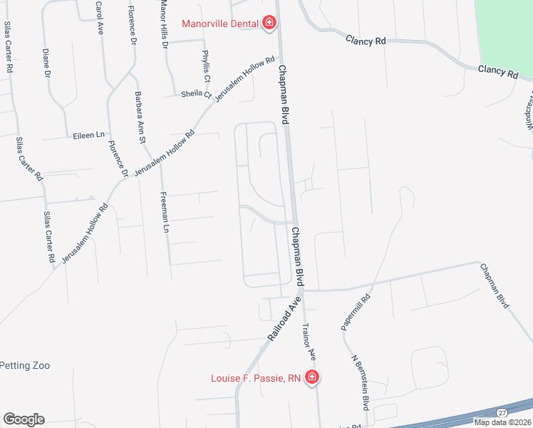 map of restaurants, bars, coffee shops, grocery stores, and more near 18 Greenwood Boulevard in Manorville