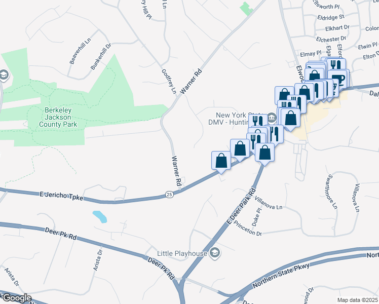 map of restaurants, bars, coffee shops, grocery stores, and more near 20 Austin Lane in Huntington