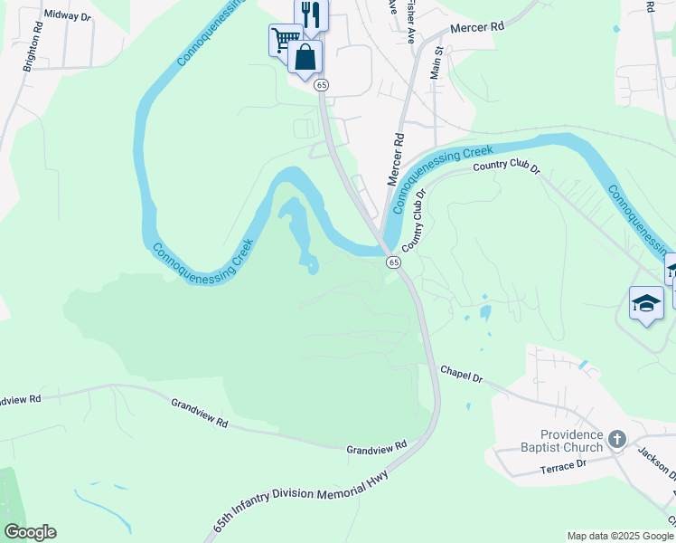 map of restaurants, bars, coffee shops, grocery stores, and more near in Ellwood City