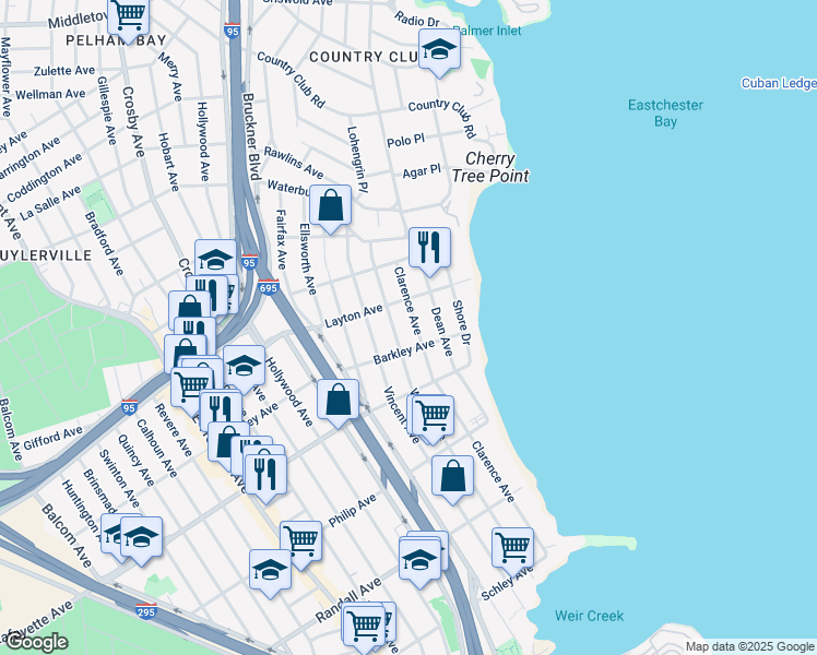map of restaurants, bars, coffee shops, grocery stores, and more near 1024 Wilcox Avenue in Bronx