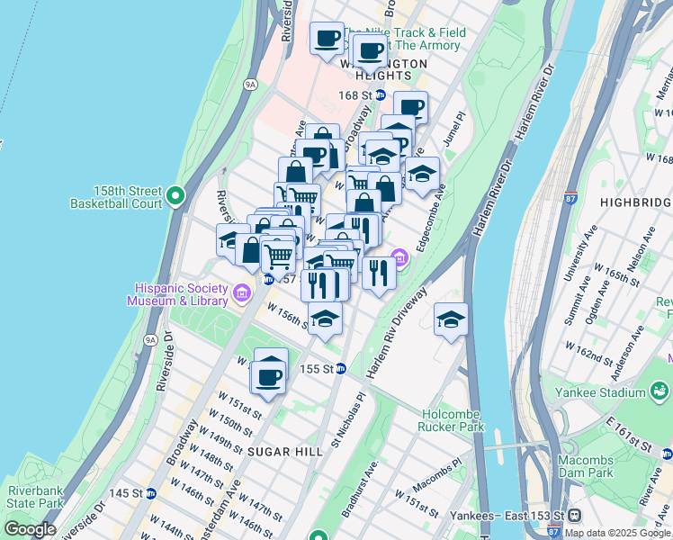 map of restaurants, bars, coffee shops, grocery stores, and more near in New York