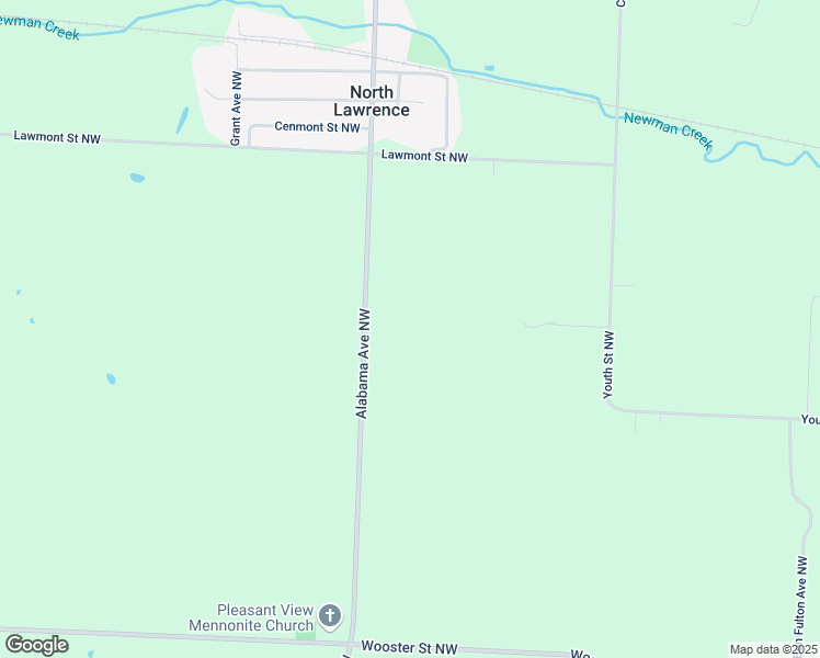 map of restaurants, bars, coffee shops, grocery stores, and more near 3490 Alabama Avenue Northwest in North Lawrence