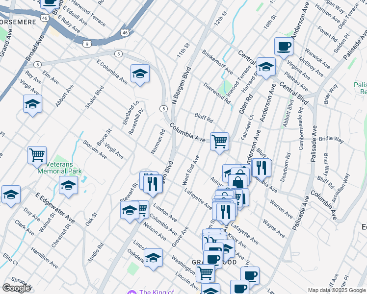 map of restaurants, bars, coffee shops, grocery stores, and more near in 