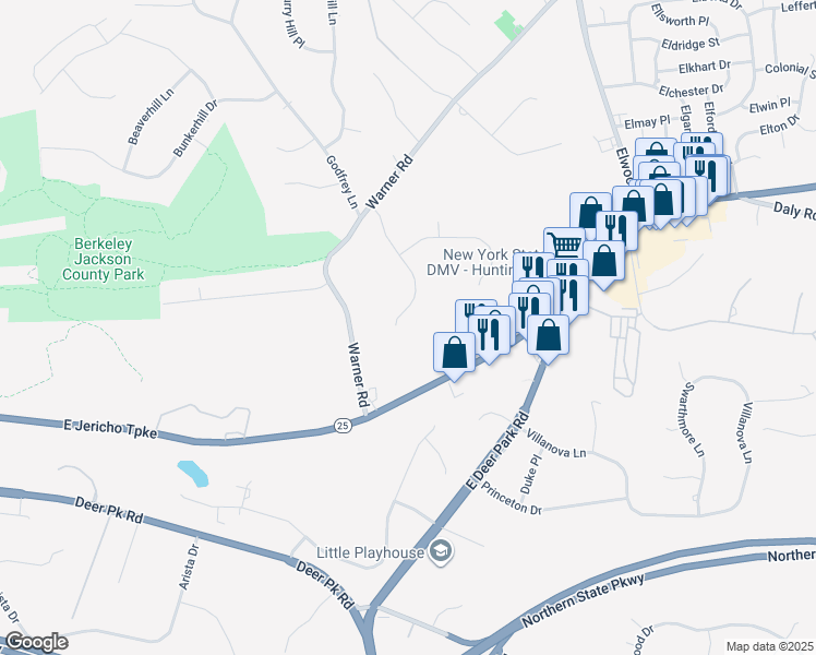 map of restaurants, bars, coffee shops, grocery stores, and more near 20 Austin Lane in Huntington