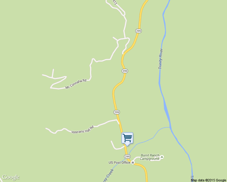 map of restaurants, bars, coffee shops, grocery stores, and more near Highway 299 in Burnt Ranch